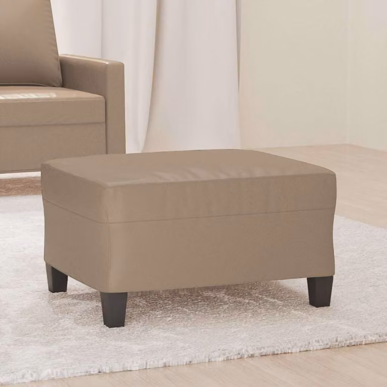 Poggiapiedi vidaXL in similpelle color cappuccino, L: 70 cm, P: 55 cm, H: 41 cm