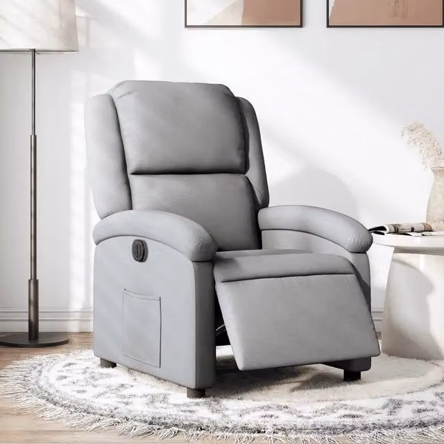 Poltrona Reclinabile Elettrica vidaXL in Tessuto Grigio con Braccioli e Funzione Auto-Return per il tuo Relax in Soggiorno – 1
