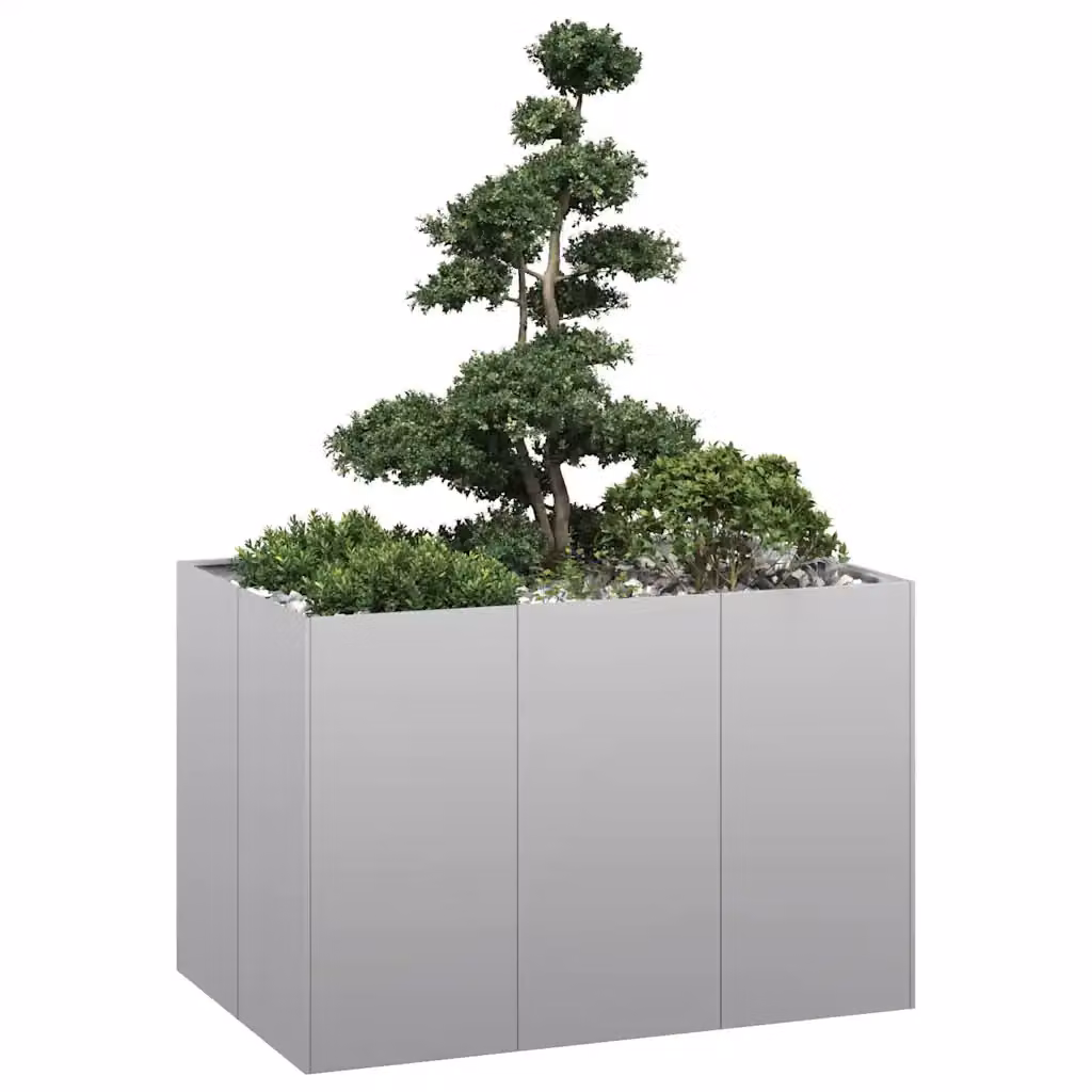 Fioriera a vasca rialzata vidaXL in acciaio zincato grigio L: 120 cm, P: 80 cm, H: 80 cm