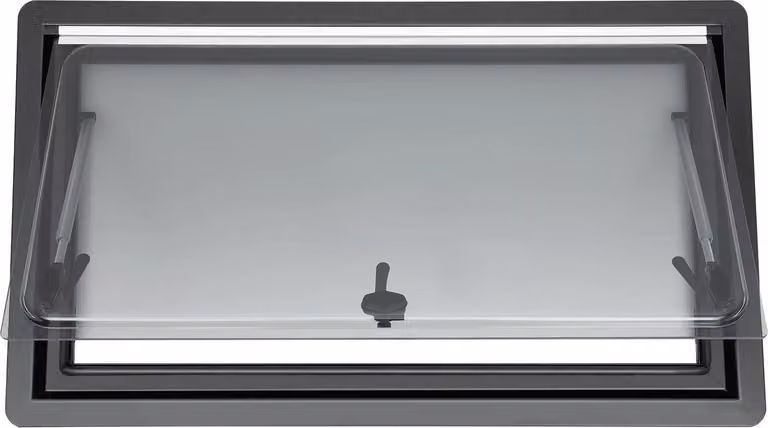 Finestre per camper - Finestre a vasistas 900x500 mm - Finestre di ventilazione - Vetro temperato - Telaio in alluminio - Finestre laterali per caravan e camper - Adatte per spessori delle pareti da 25 a 35 mm - Colore nero