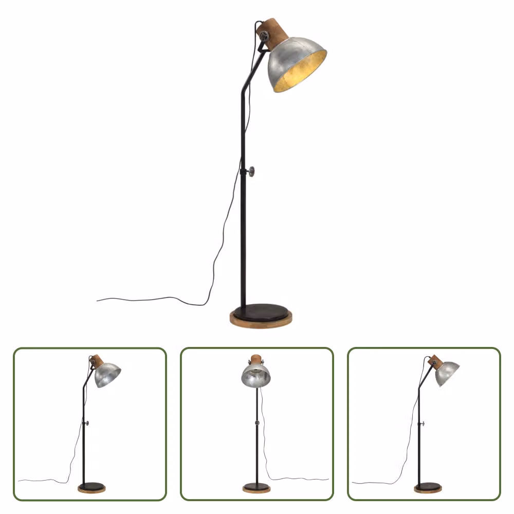 The Living Store Lampada da terra 25 W Vintage Argento 30x30x100-150 cm E27