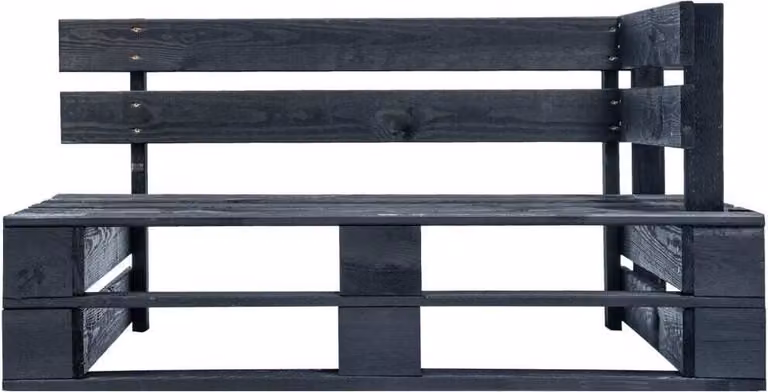 Panca Angolare da Giardino su Pallet in Legno Nera