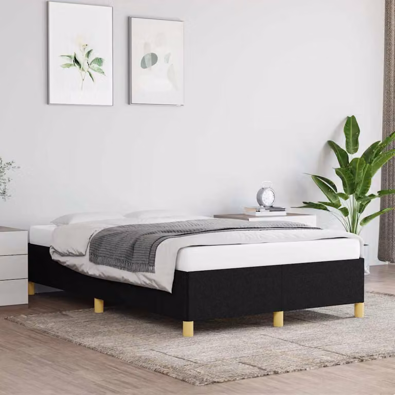vidaXL Giroletto senza Materasso Nero in Tessuto con Struttura in Legno L/P/H: 120 x 200 x 193 cm