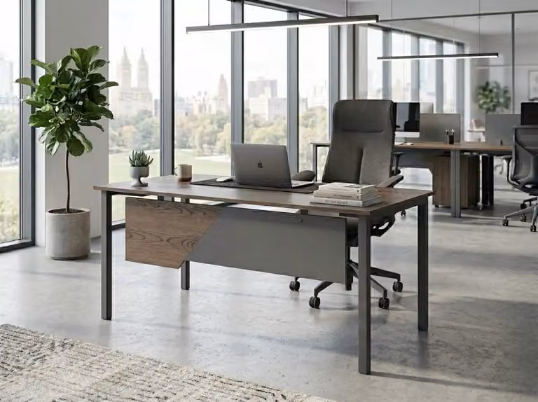 Schreibtisch ohne Schubladen Braun Modern Tisch mit Metallgestell
