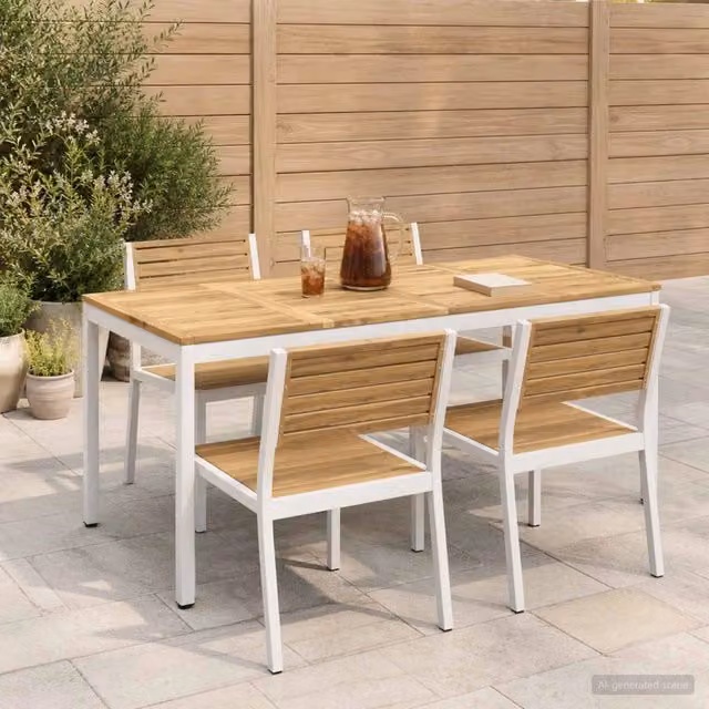 Tavolo da giardino rettangolare vidaXL in legno di acacia bianco L 180 x P 88,5 x H 75 cm