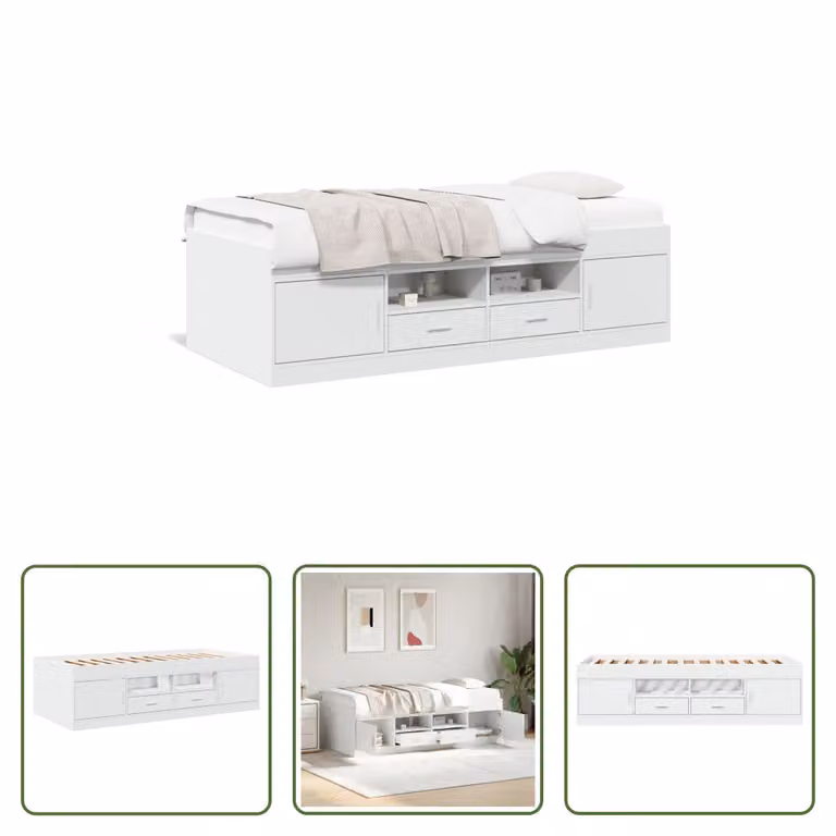 The Living Store Letto da giorno con cassetti bianco 90x190 cm materiale legno