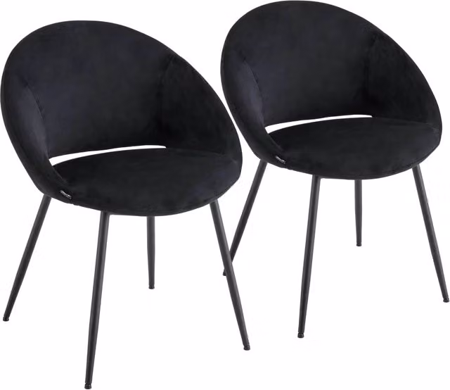 Oviala - Set di 2 sedie in acciaio e velluto nero