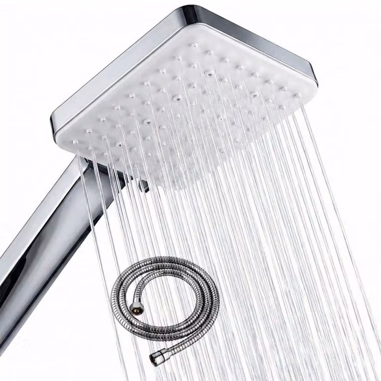Doccia con tubo da 1,5 metri – Soffione manuale ad alta pressione con 6 tipi di getto, con raccordi in acciaio inossidabile