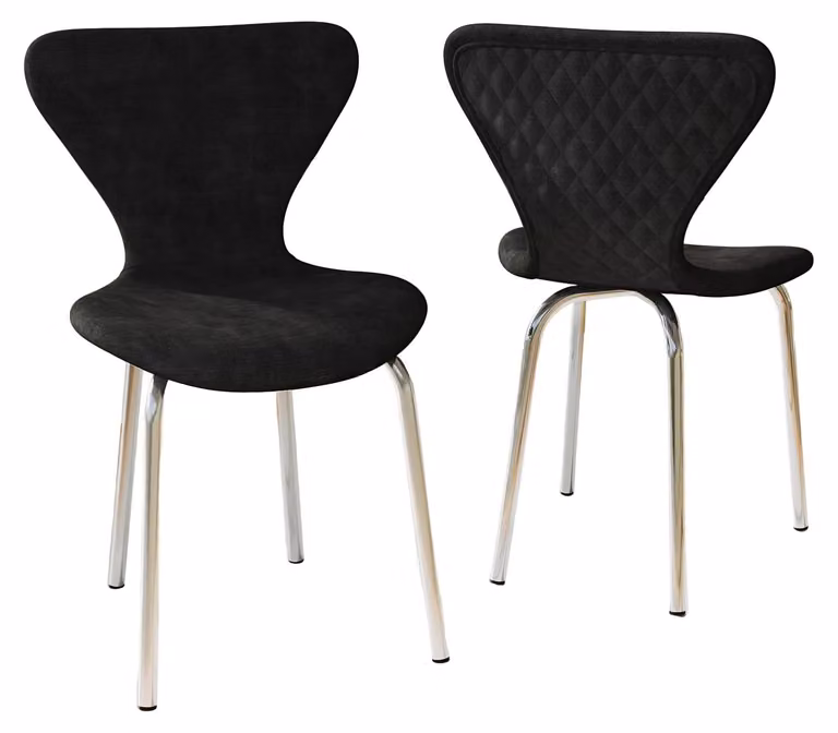 Sedie da pranzo - Sedie - Sedia - Sedie per zona pranzo - Sedie per tavolo da pranzo - Set da 2, colore nero - Rivestimento in velluto