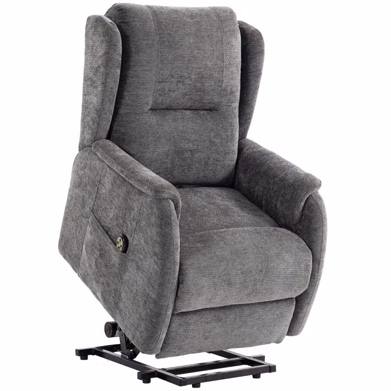 Poltrona relax elettrica con funzione alzata WISHDOR, rivestimento in tessuto grigio, design moderno con braccioli e struttura rinforzata – 2