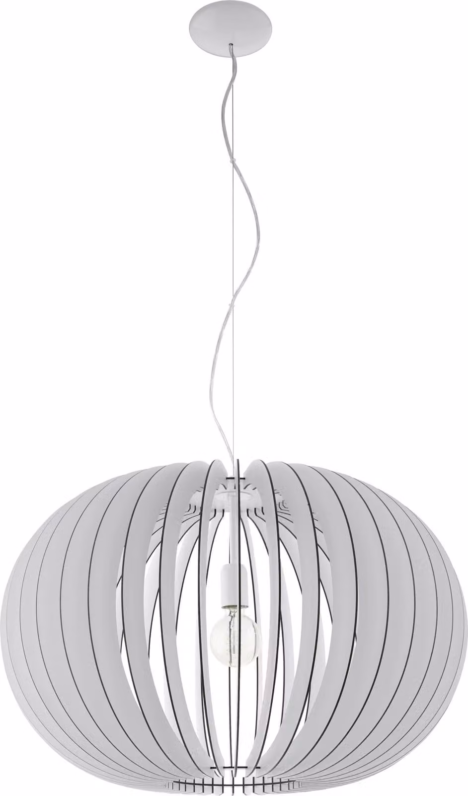 Grande lampada a sospensione in legno bianco argento LED adatta Ø 70cm altezza 150cm IP20