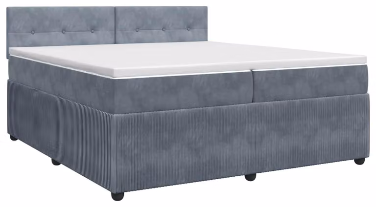 Letto a molle con materasso grigio scuro 200 x 200 cm in velluto