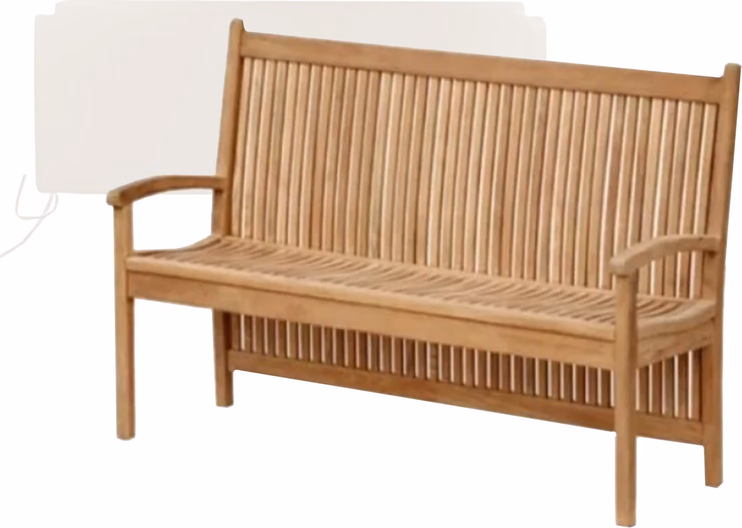 Panca in teak massello Pescara, 120 cm, resistente agli agenti atmosferici, con cuscino seduta color crema
