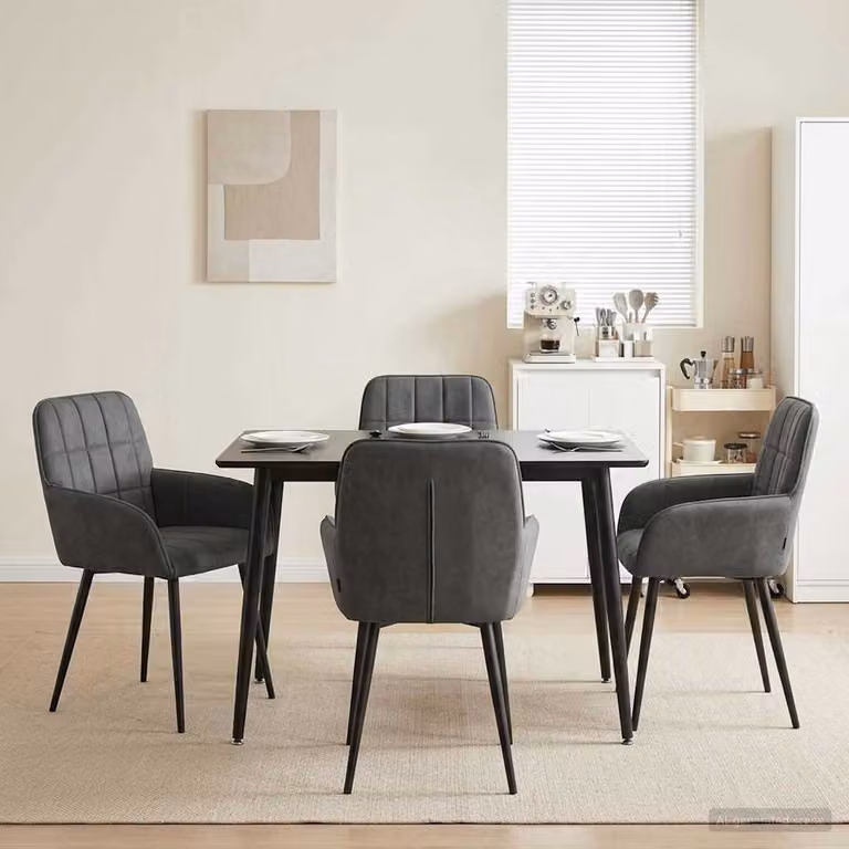 Set di 4 sedie da pranzo vidaXL in velluto grigio con design moderno L: 56.5 cm, P: 50 cm, H: 85 cm