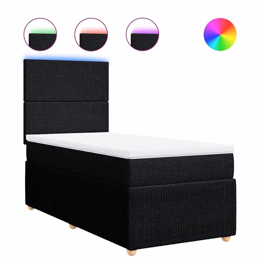 Letto Ibrido con Materasso vidaXL in Tessuto Nero e Bianco L/P/H: 200 x 90 x 150,5 cm – 2