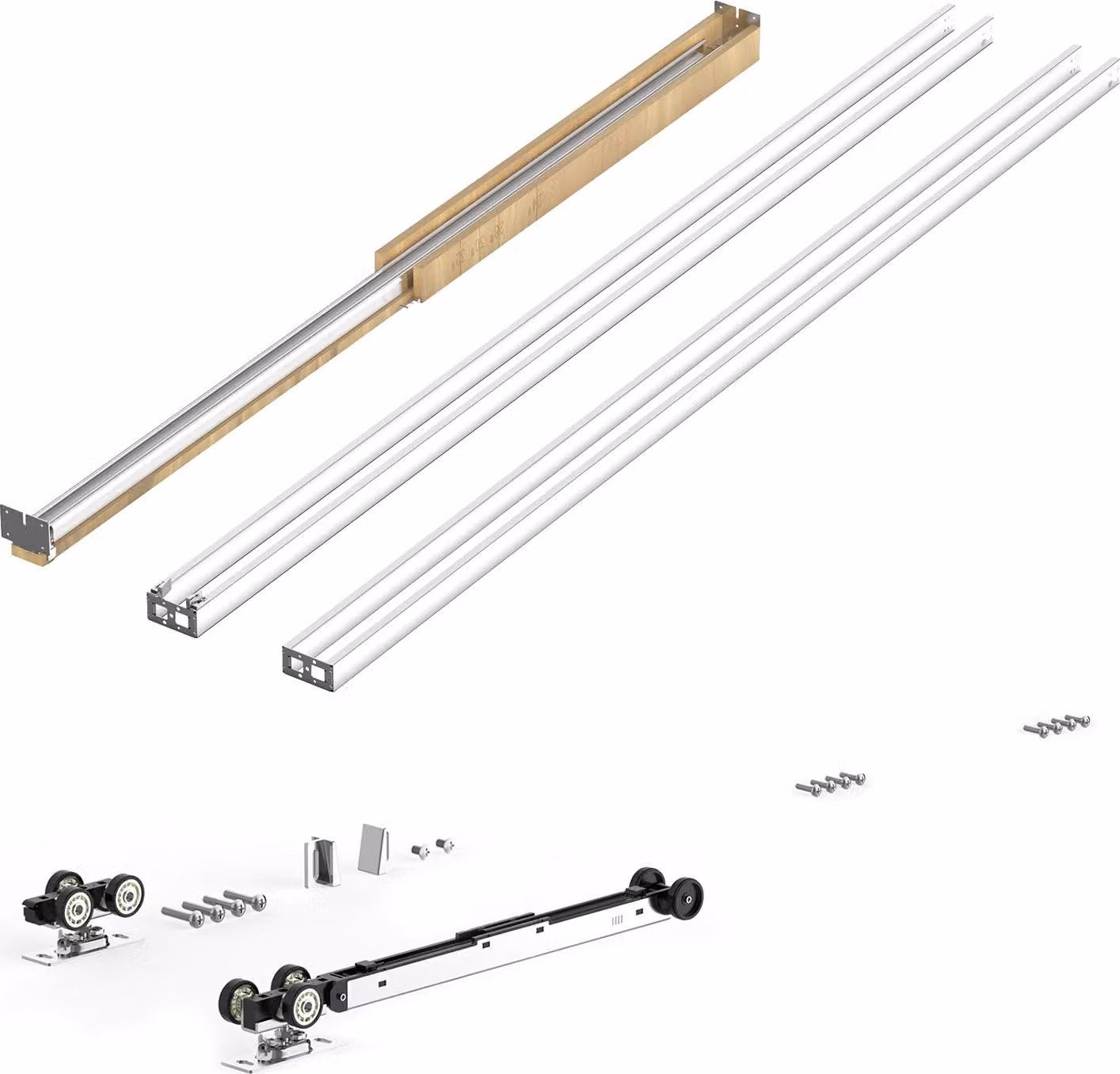 Set di telai per porte scorrevoli SucceBuy per porte con larghezza di 610-914 mm e altezza di 2134 mm, in acciaio zincato, con chiusura morbida a due vie e funzionamento silenzioso, ideale per soggiorni e bagni
