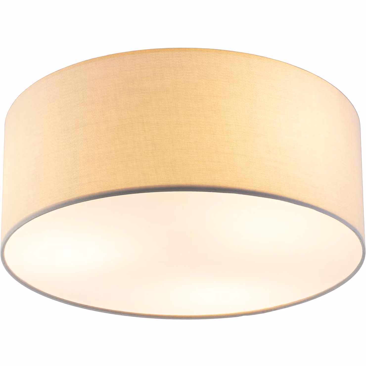 Plafoniera a soffitto Tectake Circum in metallo e tessuto grigio e beige con paralume rotondo e attacco E27, Diametro: 40 cm