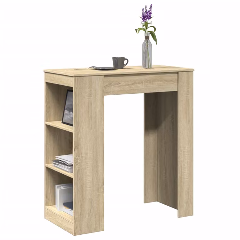 vidaXL Tavolo Bar Moderno con Rastrelliera in Legno e MDF, Colore Marrone e Beige, L: 95 cm, P: 47 cm, H: 103,5 cm