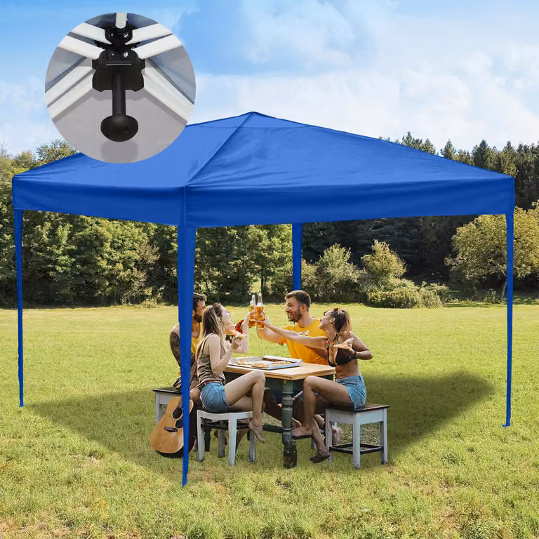 Clanmacy Padiglione 3 x 3m Pop Up Padiglione Pieghevole Tenda da Giardino, Protezione UV 50+ Padiglioni Tende da Festa Tendone per Campeggio / Giardino / Matrimonio / Spiaggia, ohn Lati Blu