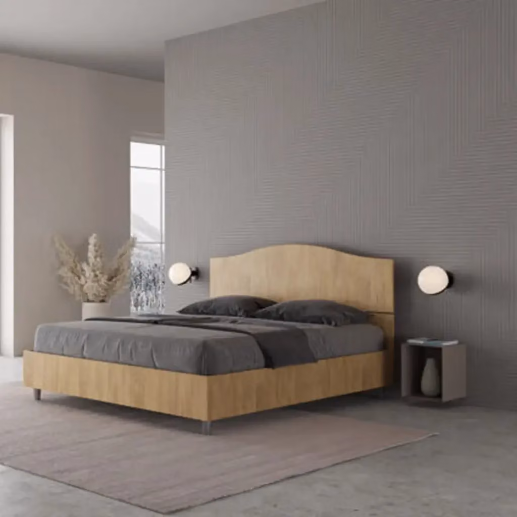 Letto matrimoniale Ityhome in legno color quercia, stile minimalista, L: 160 cm x P: 200 cm – 2