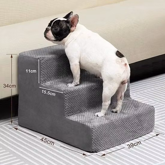 Scala per cani e gatti Kassely grigia con rivestimento in schiuma lavabile L: 45 cm, P: 39 cm, H: 34 cm