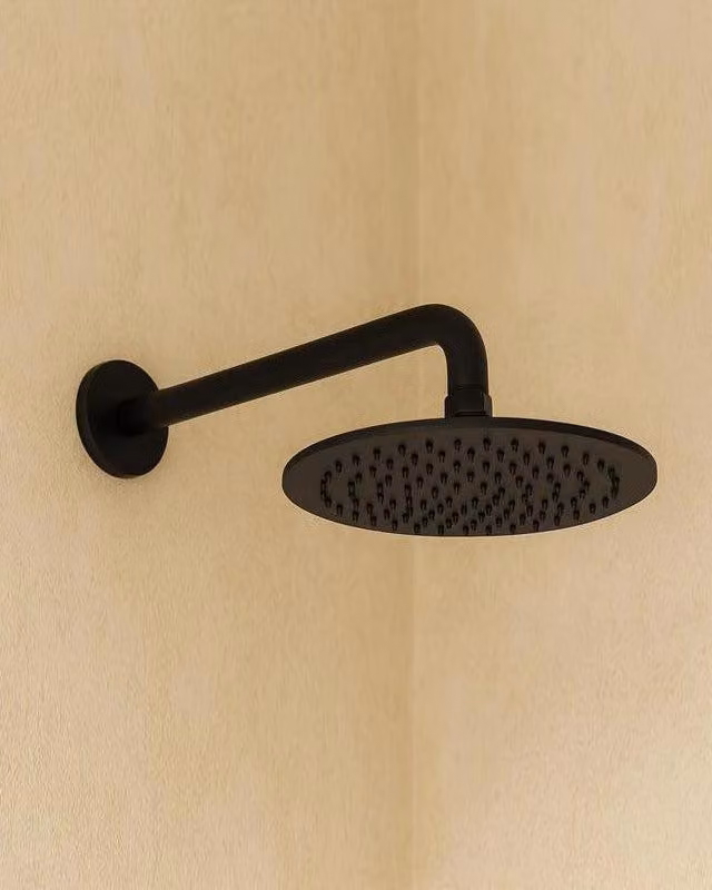 Soffione doccia 25 cm Smart tondo con braccio 35 cm nero opaco