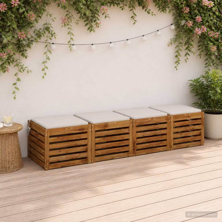 Set di 4 cuscini per sedia quadrati vidaXL in poliestere bianco con rivestimento rimovibile e resistente ai raggi UV