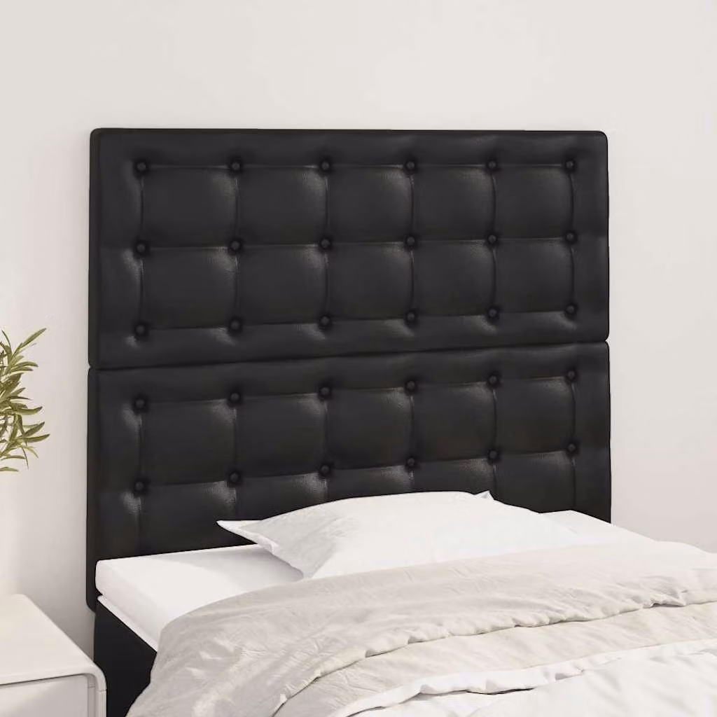 Testiera per letto vidaXL in similpelle nera con pannello imbottito, L: 90 cm, P: 5 cm, H: 118-128 cm