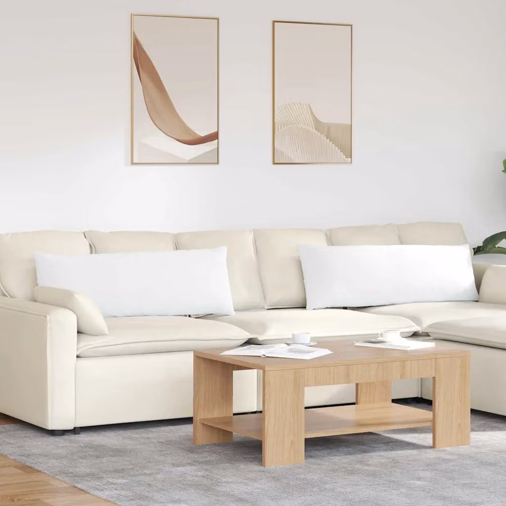 Set di 2 cuscini da divano vidaXL in tessuto bianco con rivestimento rimovibile L 120 cm x P 40 cm x H 40 cm