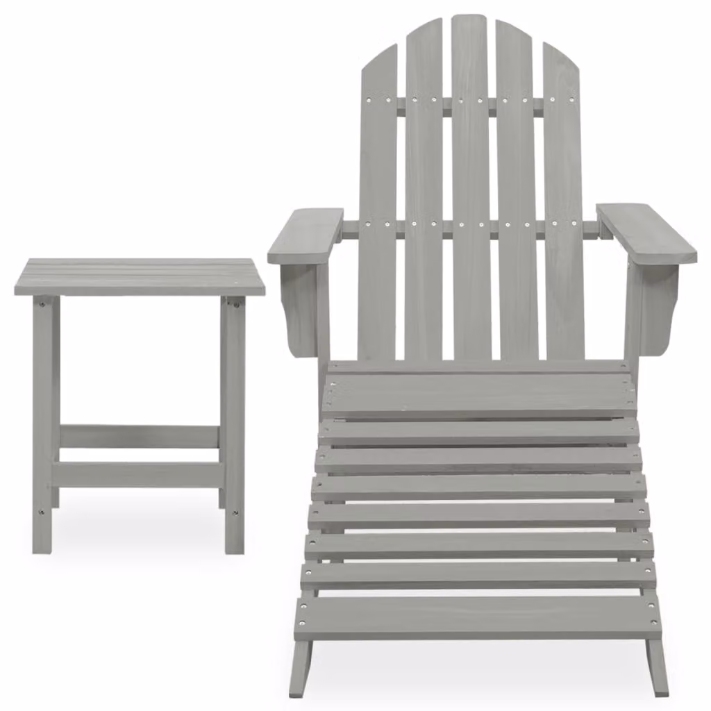Sedia da giardino Adirondack con poggiapiedi e tavolo in legno di abete grigio