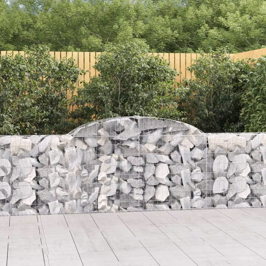 Set di 4 Cesti Gabbioni ad Arco vidaXL in Acciaio Zincato Grigio L: 300 cm, P: 30 cm, H: 80/100 cm