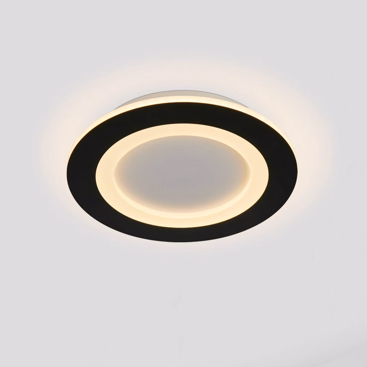 Searchlight Plafoniera soffitto Ringo, dimmerabile, Nero, Soggiorno / Sala da pranzo, Metallo, Moderno, Plafoniera