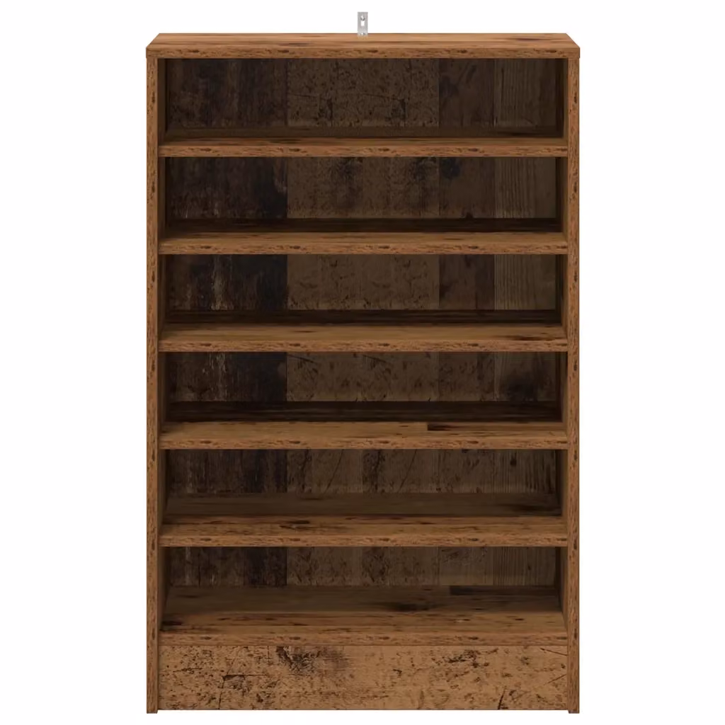 Scarpiera HELLOSHOP26 in legno composito stile rustico marrone con ripiani interni e scaffale aperto L/P/H: 60 x 35 x 92 cm – 2