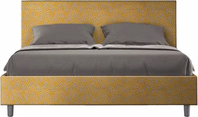 Letto Matrimoniale Era Adele Giordanoshop con Contenitore e Rete con Alzata Imbottito in Tessuto Giallo L/P/H: 160 x 190 x 106 cm