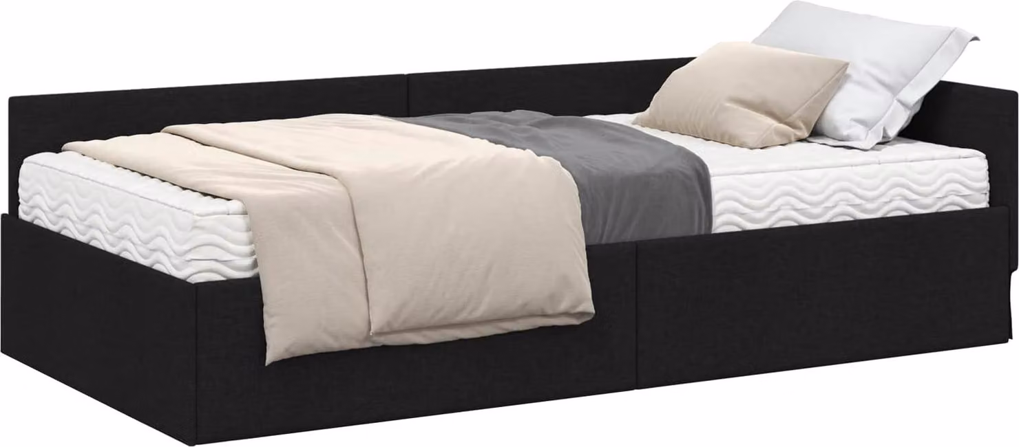 Struttura Letto Angolare con Materasso Altro 2 pcs Nero Tessuto