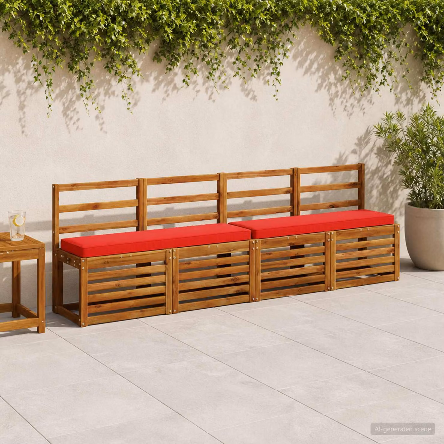 Set di 2 cuscini per panchina vidaXL VUGHT in poliestere rosso con rivestimento rimovibile e resistente ai raggi UV