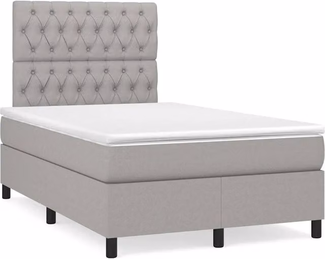 Letto Ibrido con Materasso e Illuminazione LED vidaXL in Tessuto Grigio e Bianco L/P/H: 120 x 200 x 193 cm