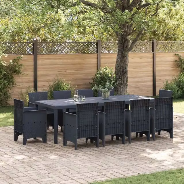 Set da Pranzo per Giardino 11 pz Antracite Polipropilene 3378592