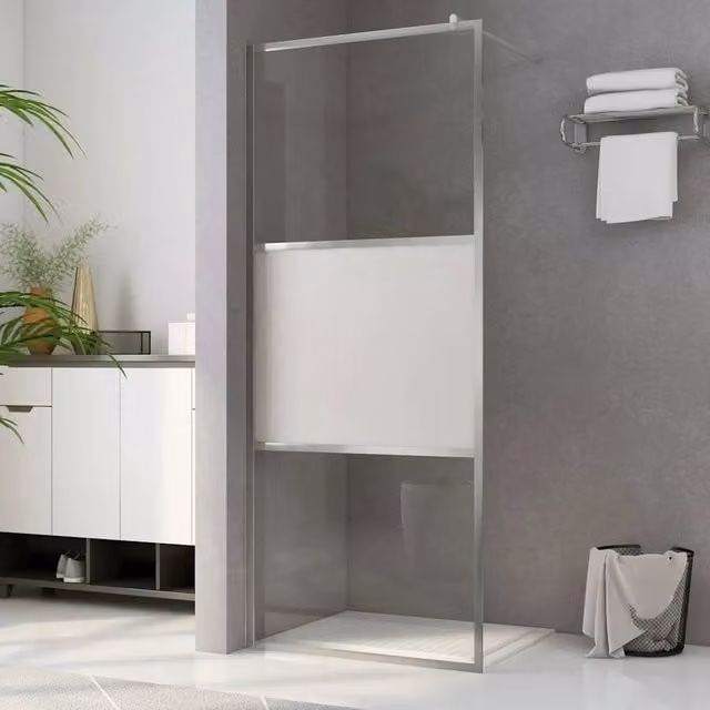Parete per doccia walk-in vidaXL in vetro semi smerigliato bianco e trasparente L: 100 cm, H: 195 cm