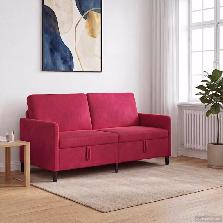 Divano moderno vidaXL con contenitore apribile in tessuto rosso per il tuo soggiorno L: 172 cm, P: 78 cm, H: 87 cm