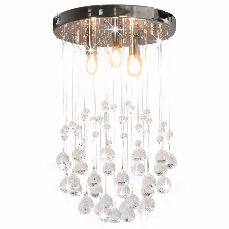 The Living Store Plafoniera con sfere di cristallo argento 3x lampadine G9