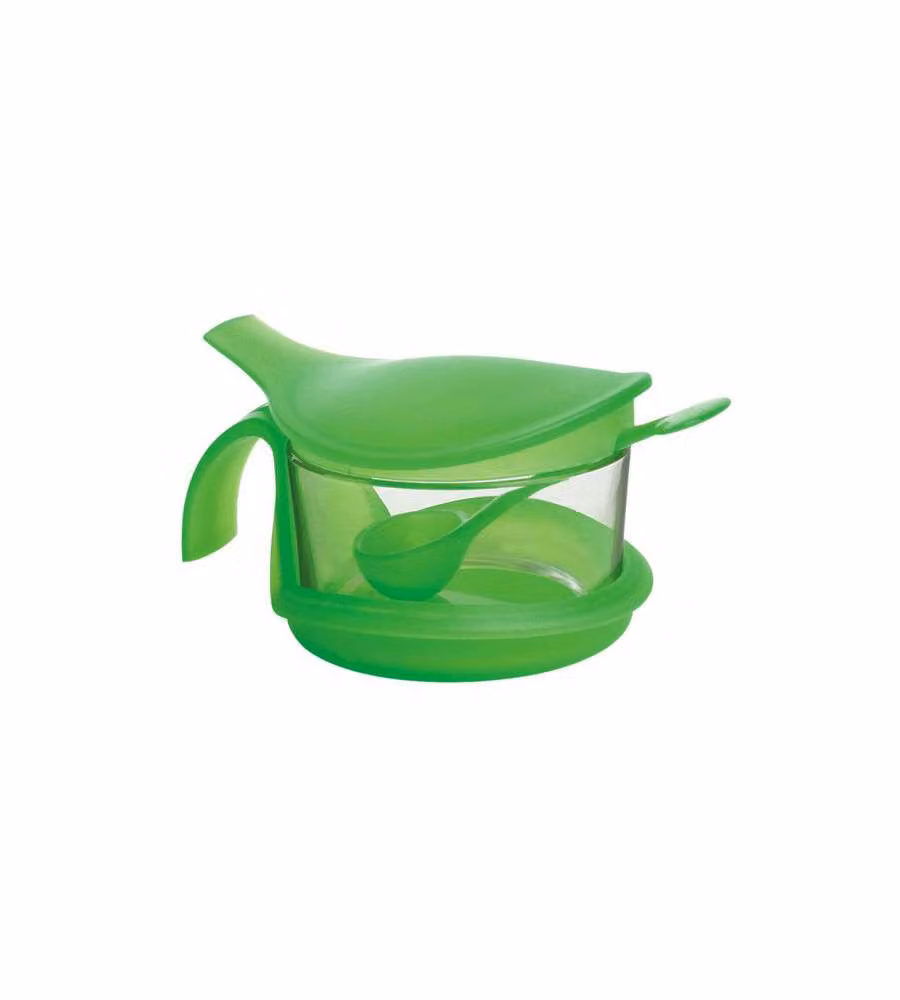 Formaggiera Oasi Cosmoplast in vetro e plastica con cucchiaio, multicolore, L: 11 cm, H: 9 cm – 2