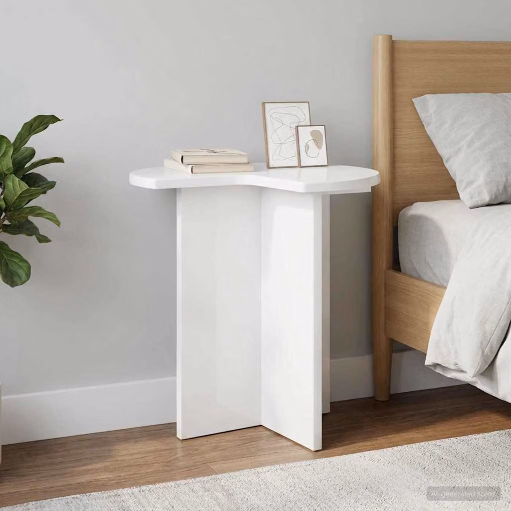 vidaXL Tavolo laterale rotondo Bianco Lucido in MDF, Ø: 39 cm, H: 38 cm