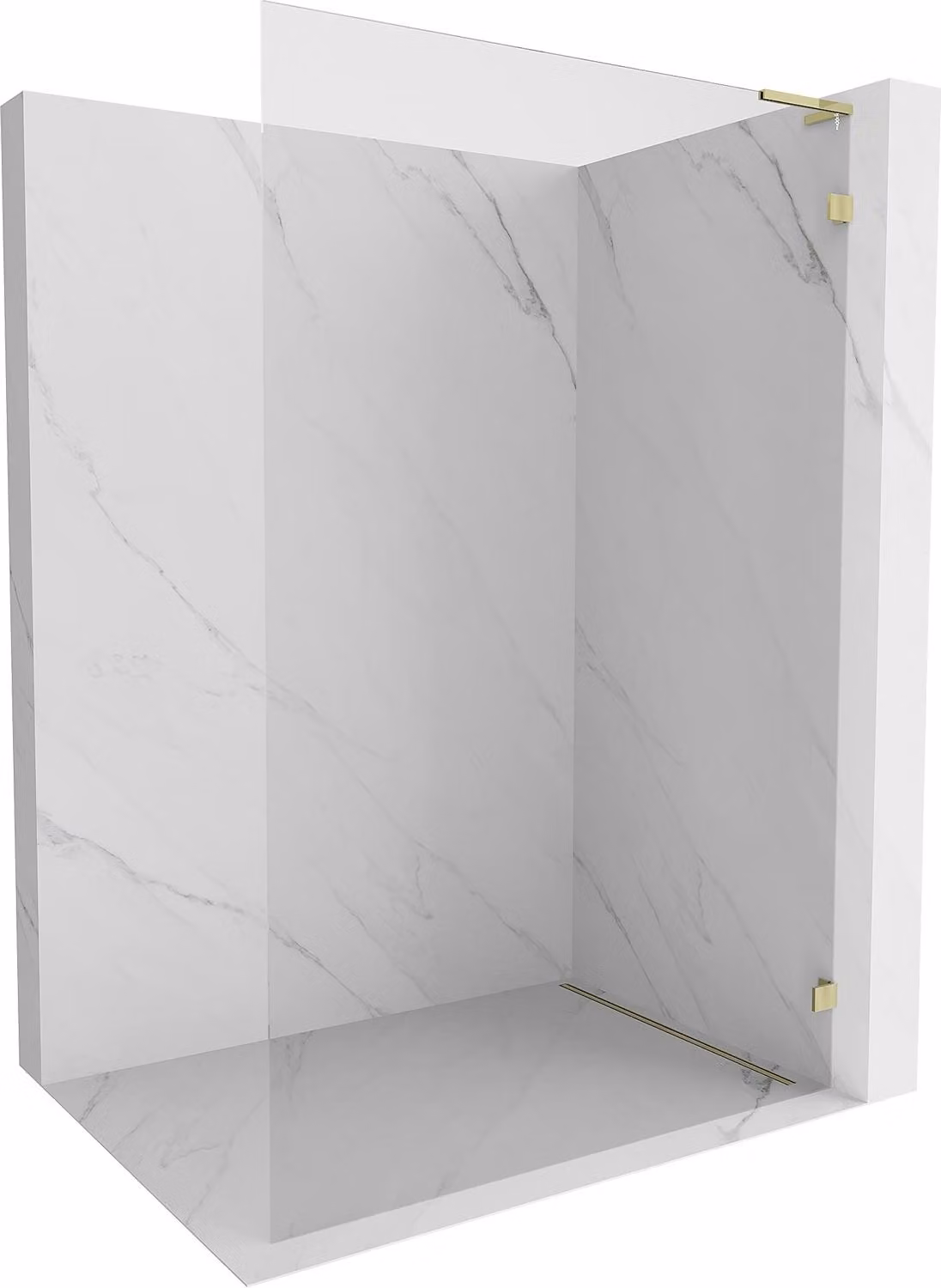 Mexen Lunar L parete doccia Walk-in destra 110 x 200 cm, trasparente 8 mm, oro - 830L-110-000-50-00-P