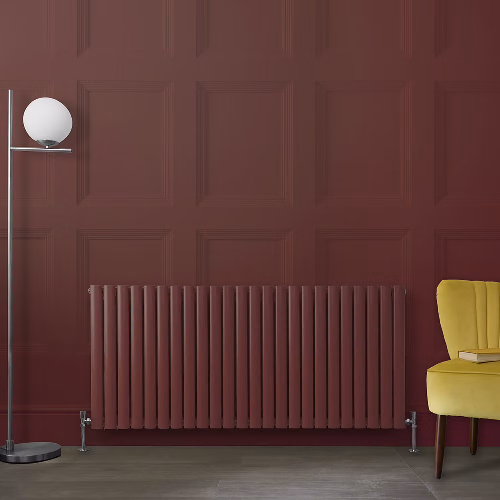 Radiatore di Design Orizzontale Rosso (Booth Rosso) - 635mm x 1416mm - Pannello Doppio  - Revive