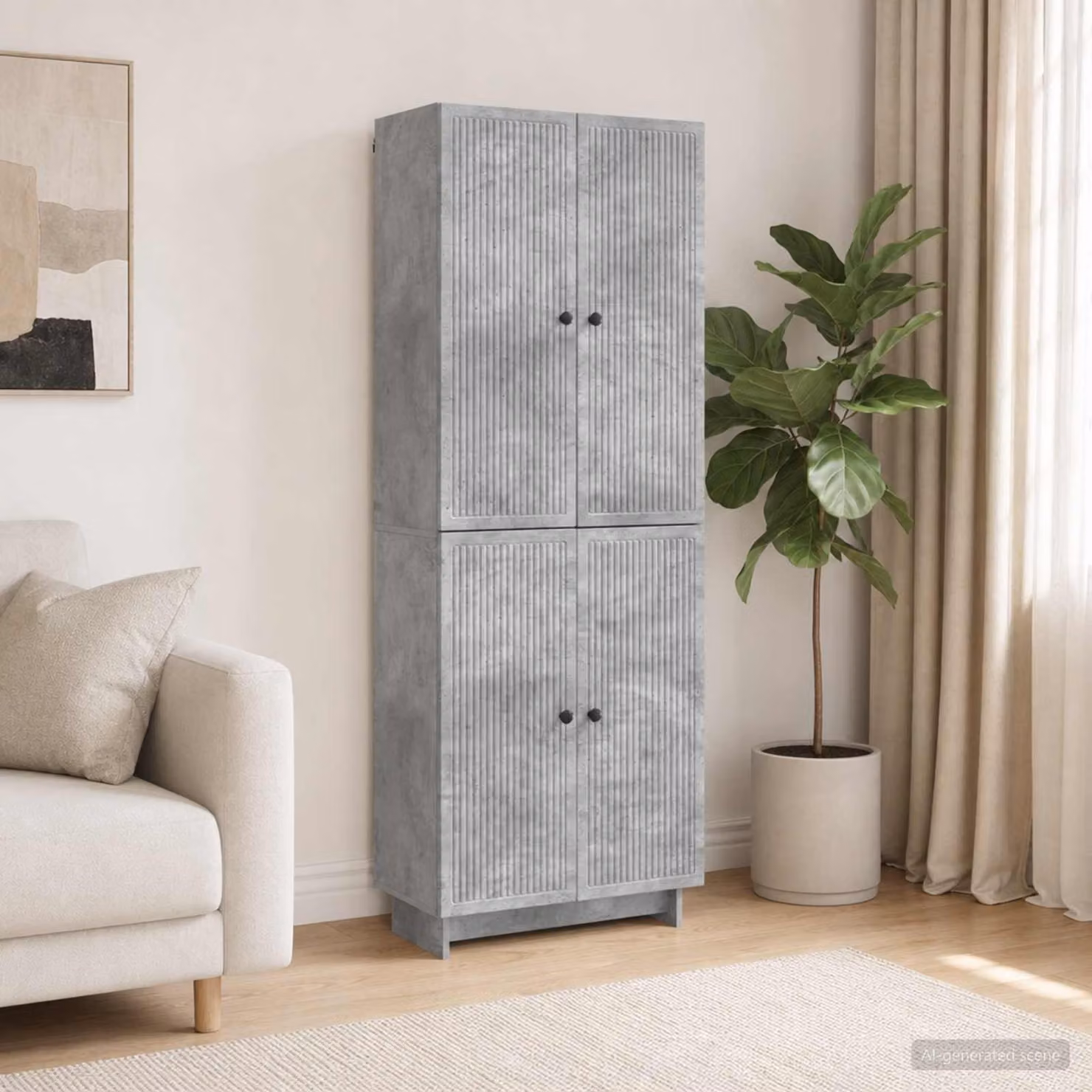 Set di armadi moderni vidaXL in MDF Grigio, composto da pensile e colonna, L/P/H: 90 x 34,5 x 66 cm