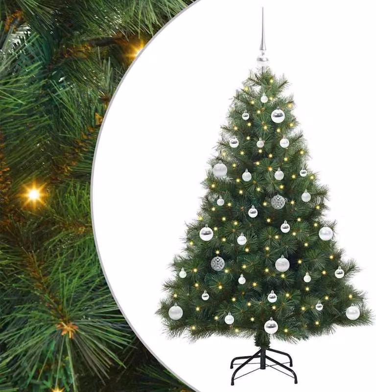 Albero di Natale artificiale con 150 LED Verde 150 cm PE e PVC