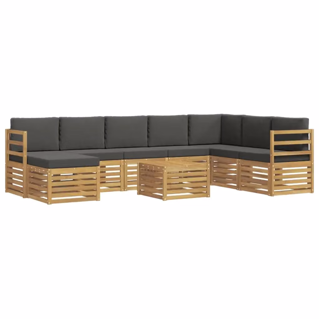 Set di divani da giardino moderni vidaXL in legno di acacia massello con cuscini grigi – 2
