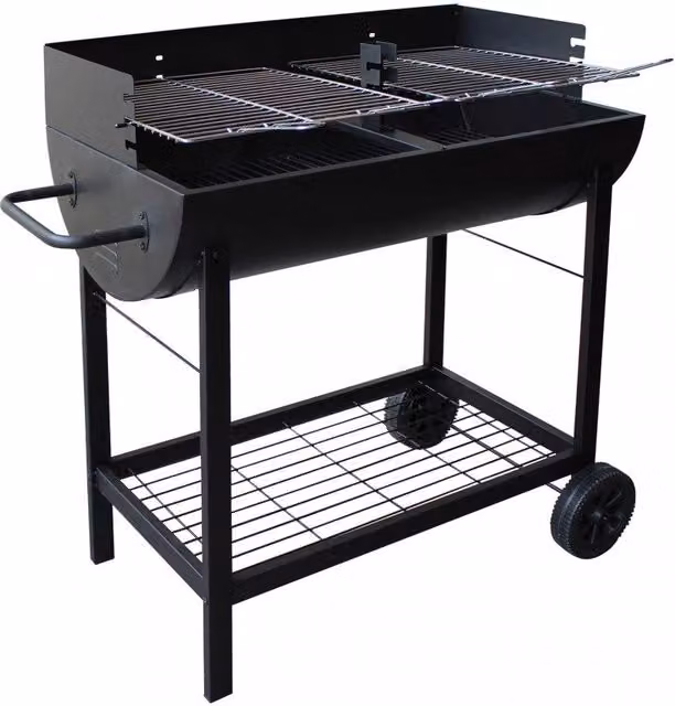 Barbecue a carbonella GIORDANOSHOP in acciaio nero L: 100 cm, P: 47 cm, H: 94 cm