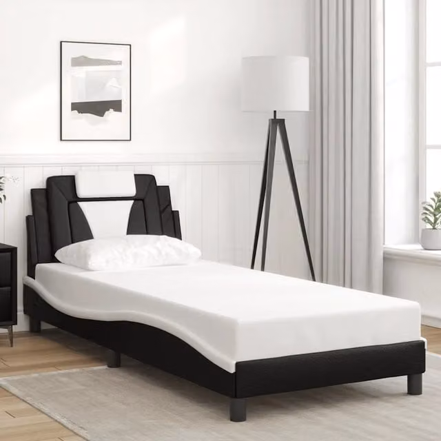 Giroletto Viana senza Materasso Nero e Bianco 90x190 cm in Similpelle 3208066